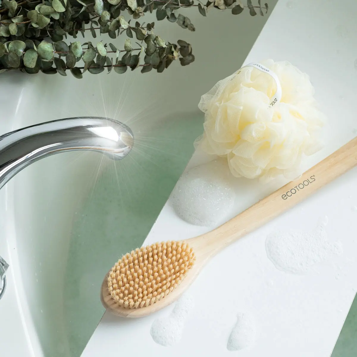 EcoTools Bristle Bath Brush with Long Bamboo Handle | Gentle Exfoliation for Back & Body (2-Pack) - view 7