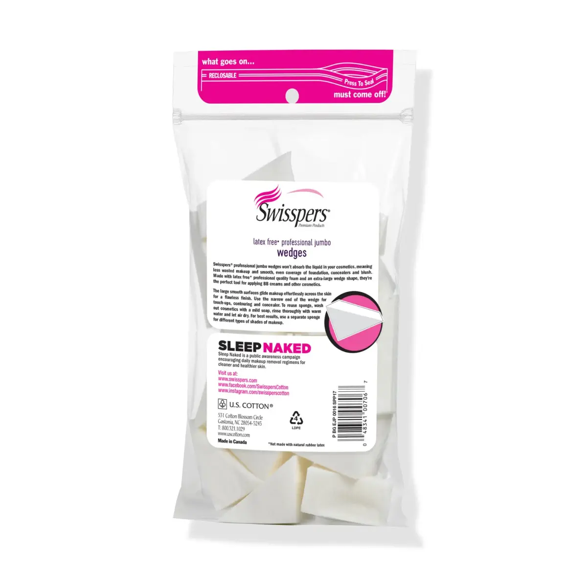 Swisspers Premium Pro Cosmetic Wedges, Jumbo Size, 32 Count (Pack of 2) | Latex-Free Makeup Sponges for Precision Blending - view 7
