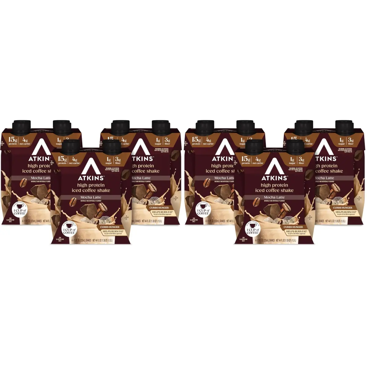 Atkins Mocha Latte Iced Coffee Protein Shake 264ml (8.95 Fl Oz) Pack of 24 | 15g Protein, Keto-Friendly - main product image