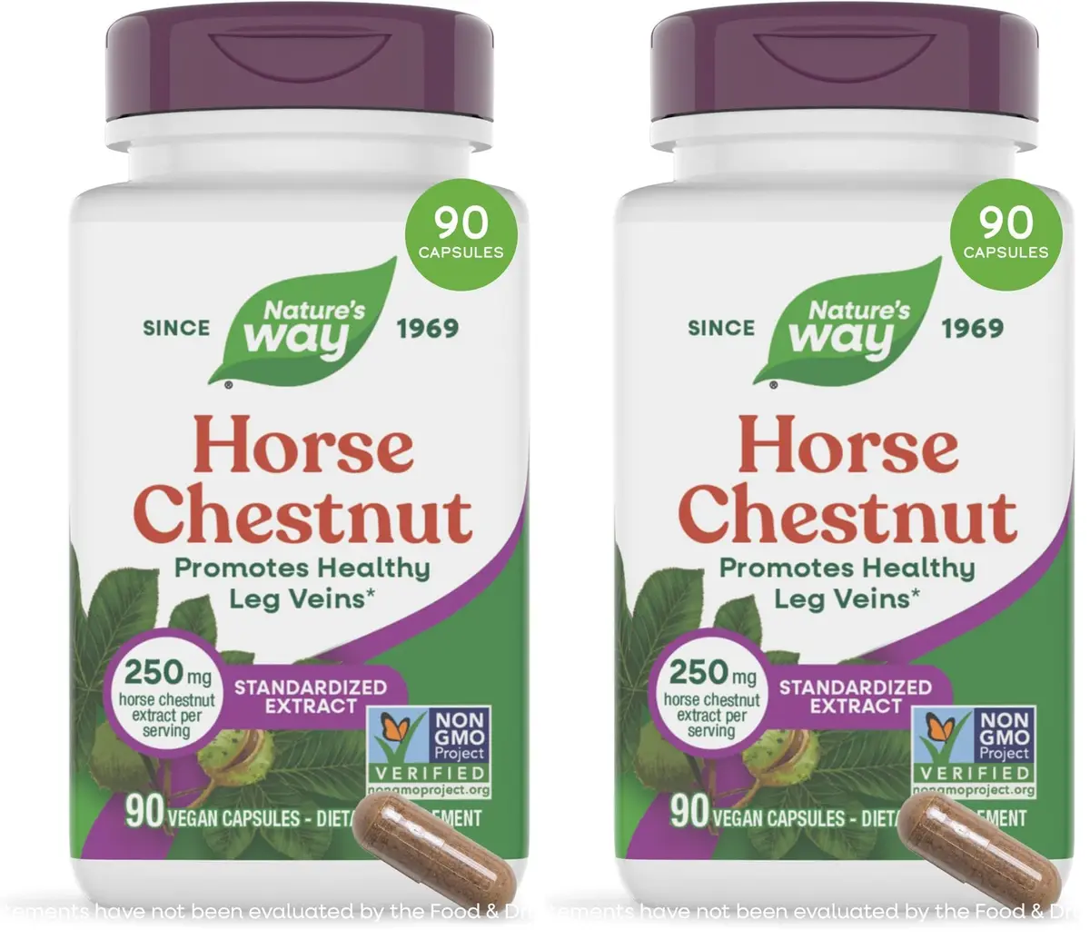 Nature's Way Horse Chestnut Extract Vegan Capsules 180 Count (90 Count Pack of 2) | Supports Healthy Leg Veins with 20% Aescin - main product image