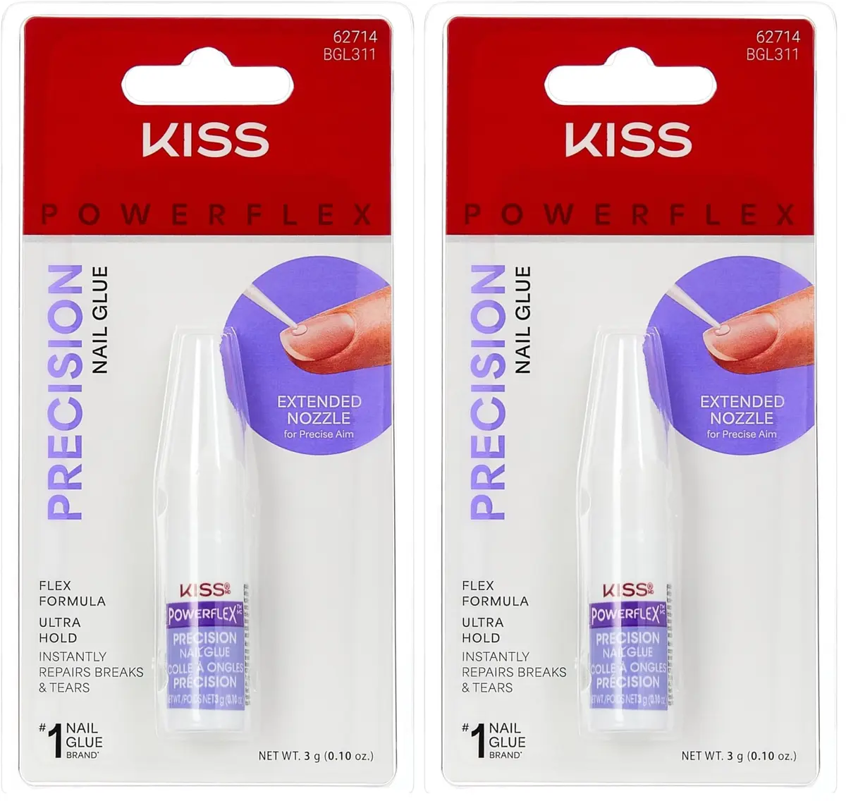 KISS Powerflex Precision Nail Glue 0.10 Oz (Pack of 2) | Bonds Artificial Nails Instantly - main product image