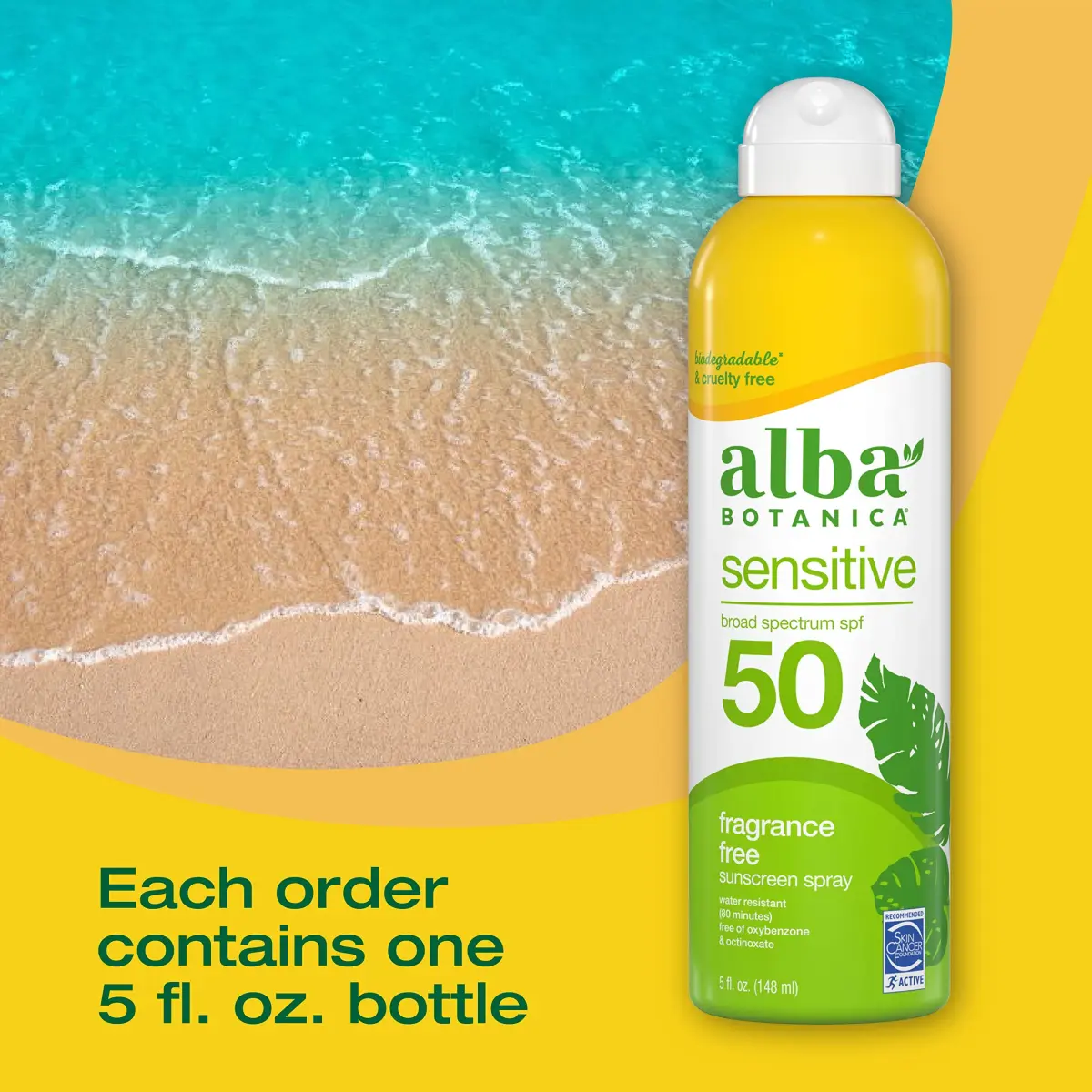 Alba Botanica Sensitive Fragrance-Free Sunscreen Spray SPF 50 354ml (12 fl. oz.) | Broad Spectrum Water Resistant - view 3