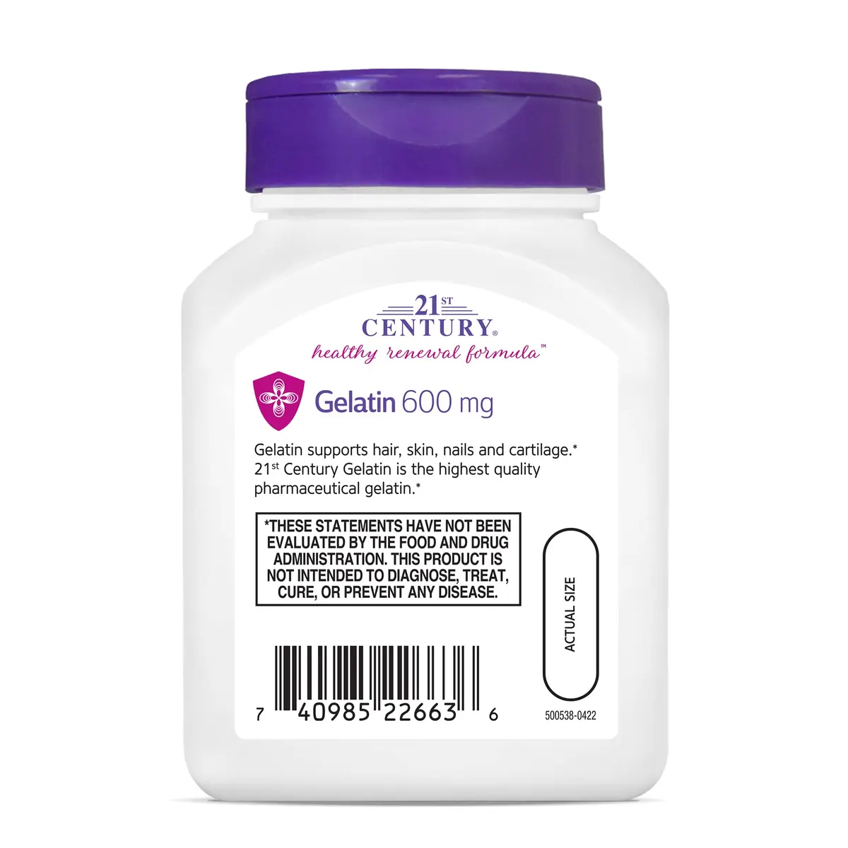 21st Century Gelatin 600mg Capsules, 400 Count (1600mg/serving) | High Protein Thickening Agent for Hair, Nails & Joints - view 7