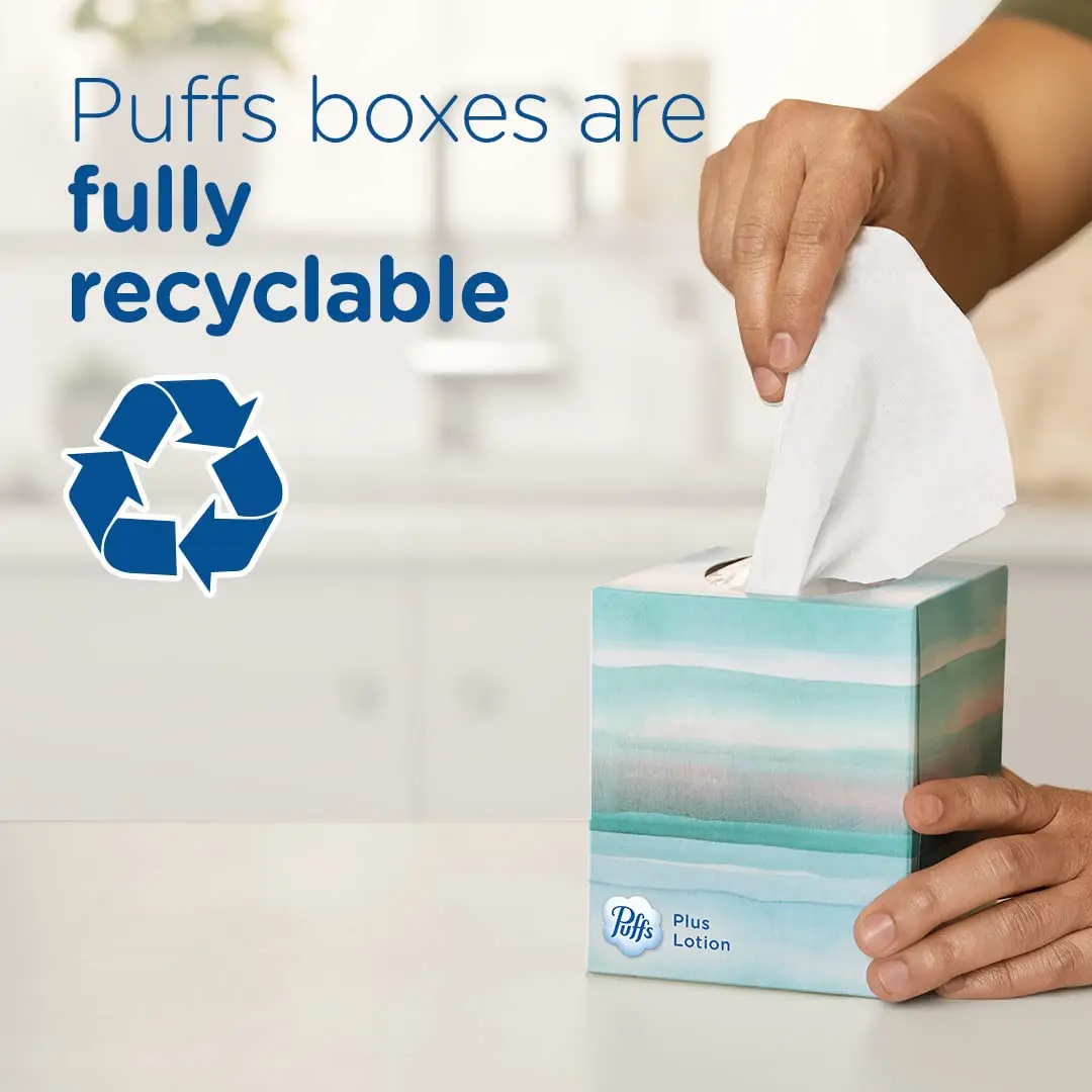 Puffs Plus Lotion Facial Tissues Family Box 124 Tissues x 4 | Dermatologist Tested for Sensitive Skin - view 7