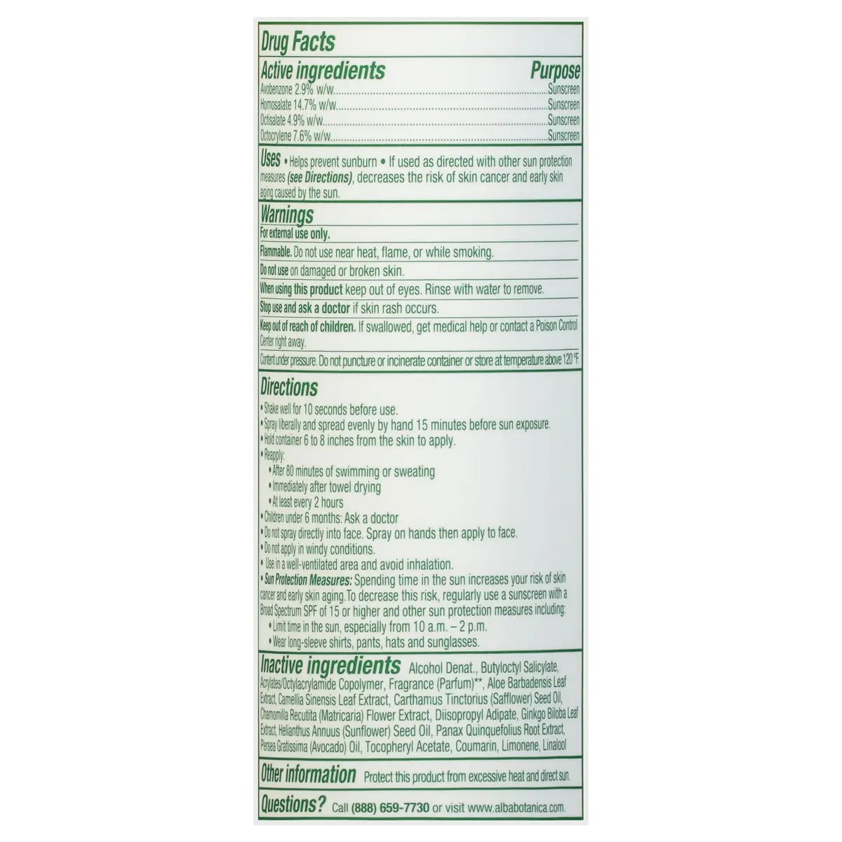Alba Botanica Hawaiian Coconut SPF 50 Sunscreen Spray 312ml (10 fl. oz.) | Broad Spectrum UVA/UVB Protection - view 3