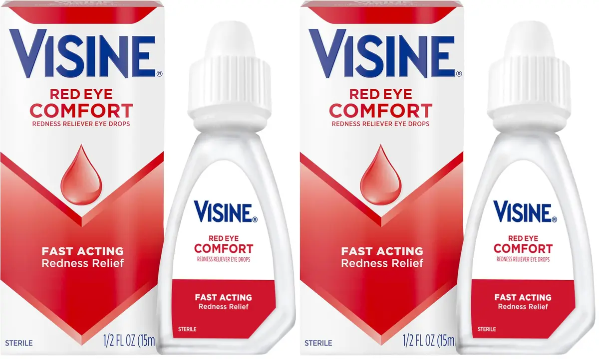 Visine Red Eye Comfort Redness Relief Eye Drops 2 Pack | Fast-Acting 0.05% Tetrahydrozoline for Minor Eye Irritation - main product image
