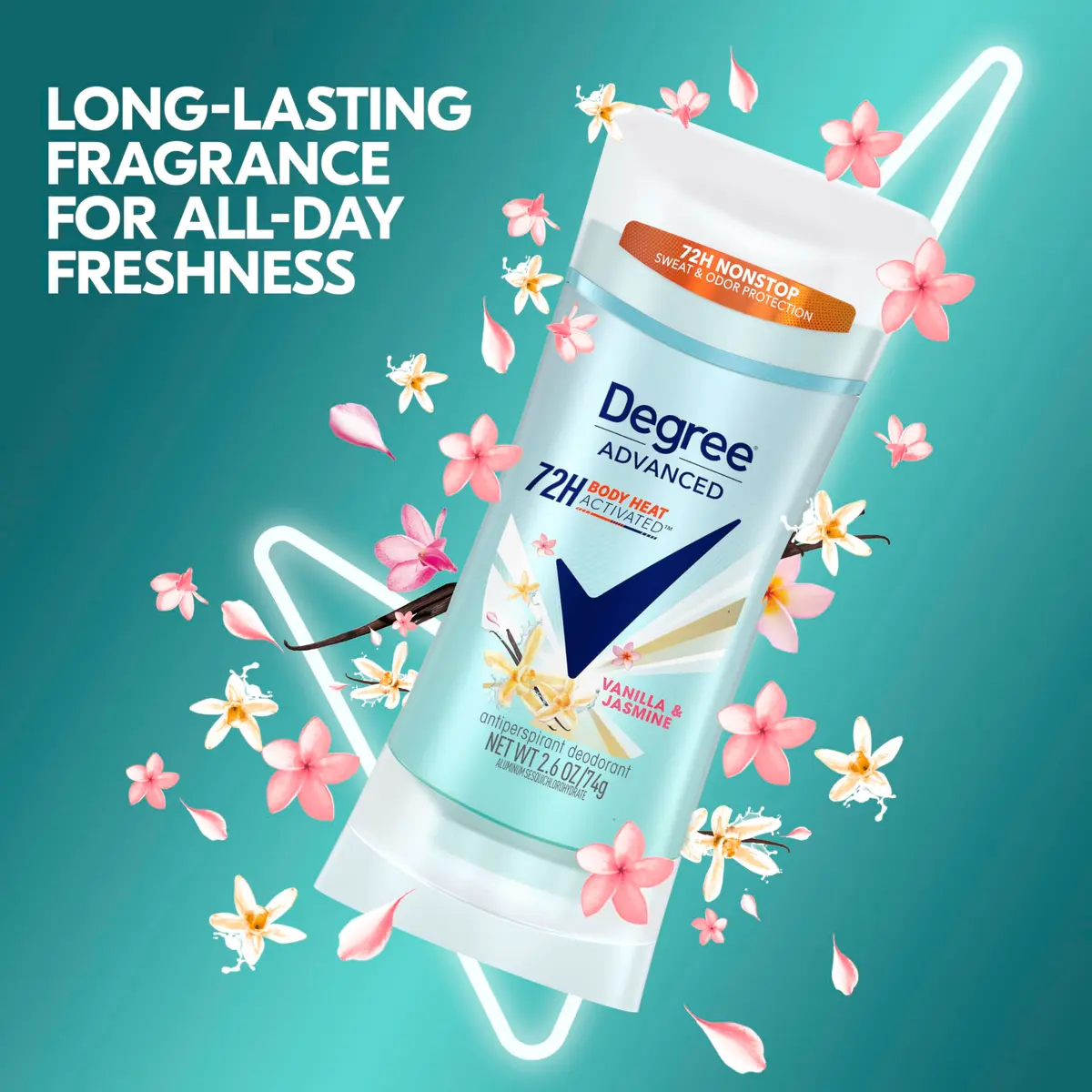 Degree Advanced Protection Antiperspirant Deodorant Vanilla & Jasmine 2.6 oz | 72-Hour Sweat & Odor Control - view 3