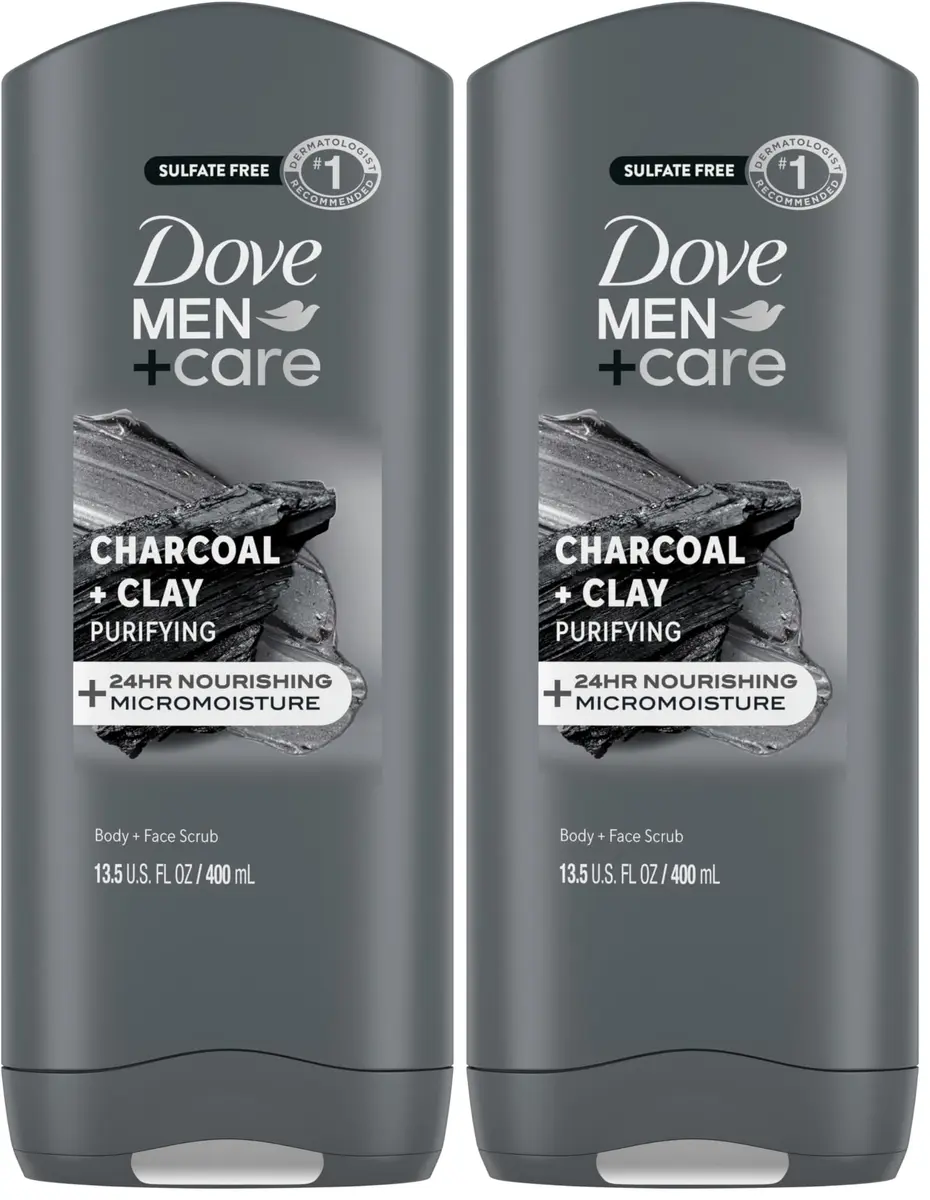 Dove Men+Care Purifying Charcoal + Clay Body and Face Wash 810ml (27 Fl Oz) | Dermatologist Recommended for Dry, Sensitive Skin - main product image