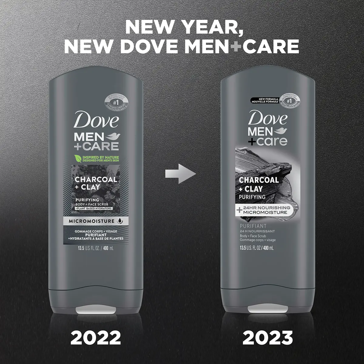 Dove Men+Care Purifying Charcoal + Clay Body and Face Wash 810ml (27 Fl Oz) | Dermatologist Recommended for Dry, Sensitive Skin - view 2