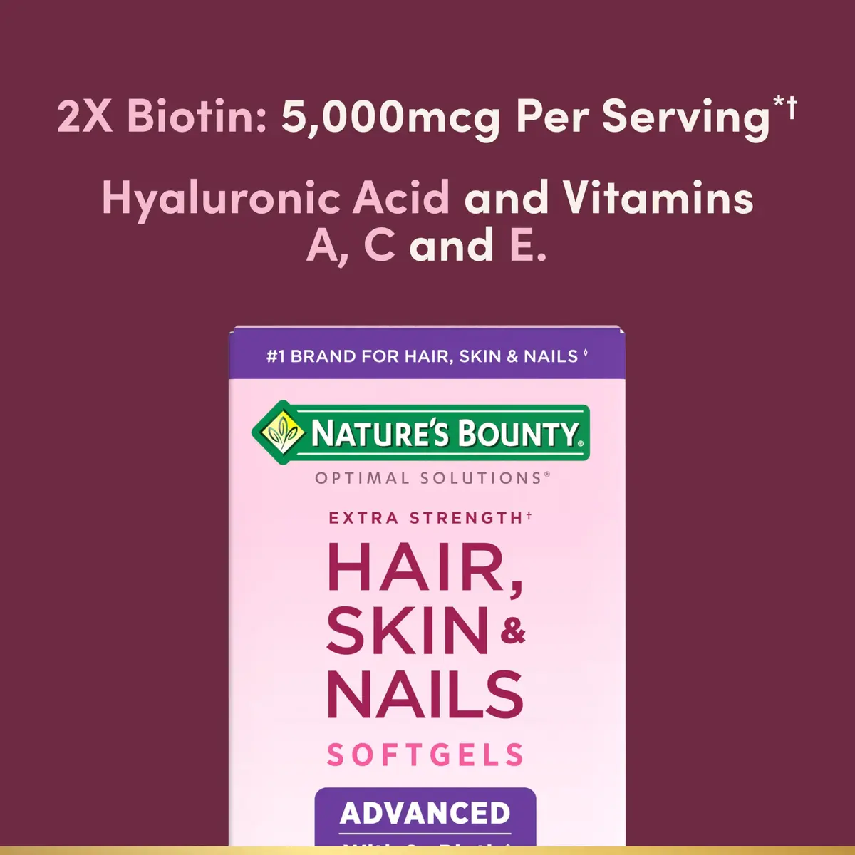 Nature's Bounty Advanced Hair, Skin & Nails Softgels 150 Count (Pack of 2) | Biotin & Hyaluronic Acid for Beauty Support - view 4