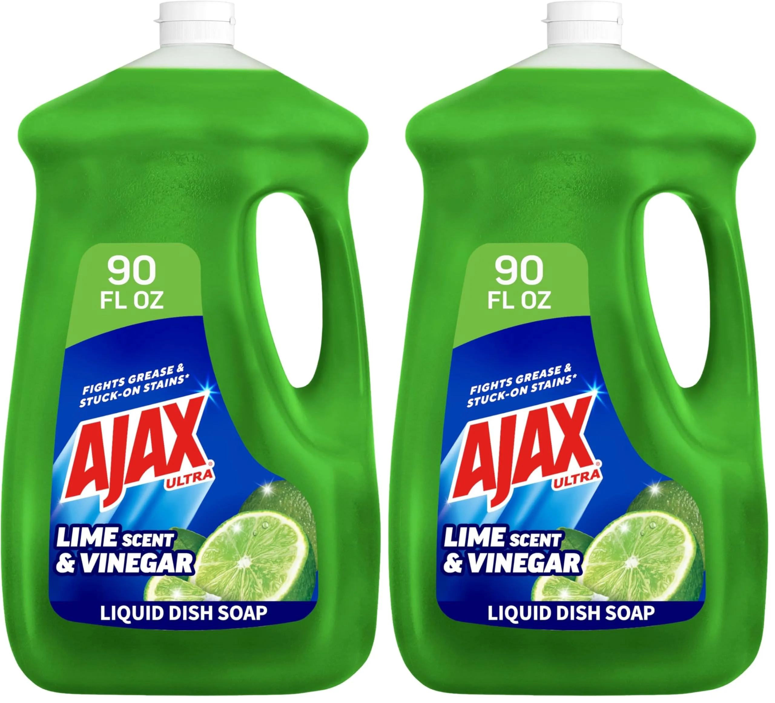 Ajax Ultra Liquid Dish Soap Lime & Vinegar 180 fl oz (2x90 fl oz) | Powerful Grease Cutting Formula - main product image