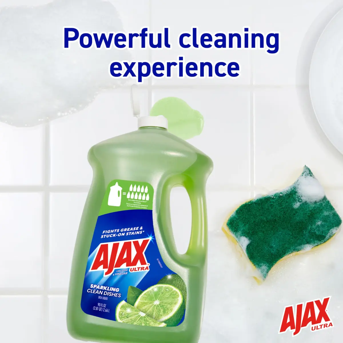 Ajax Ultra Liquid Dish Soap Lime & Vinegar 180 fl oz (2x90 fl oz) | Powerful Grease Cutting Formula - view 7