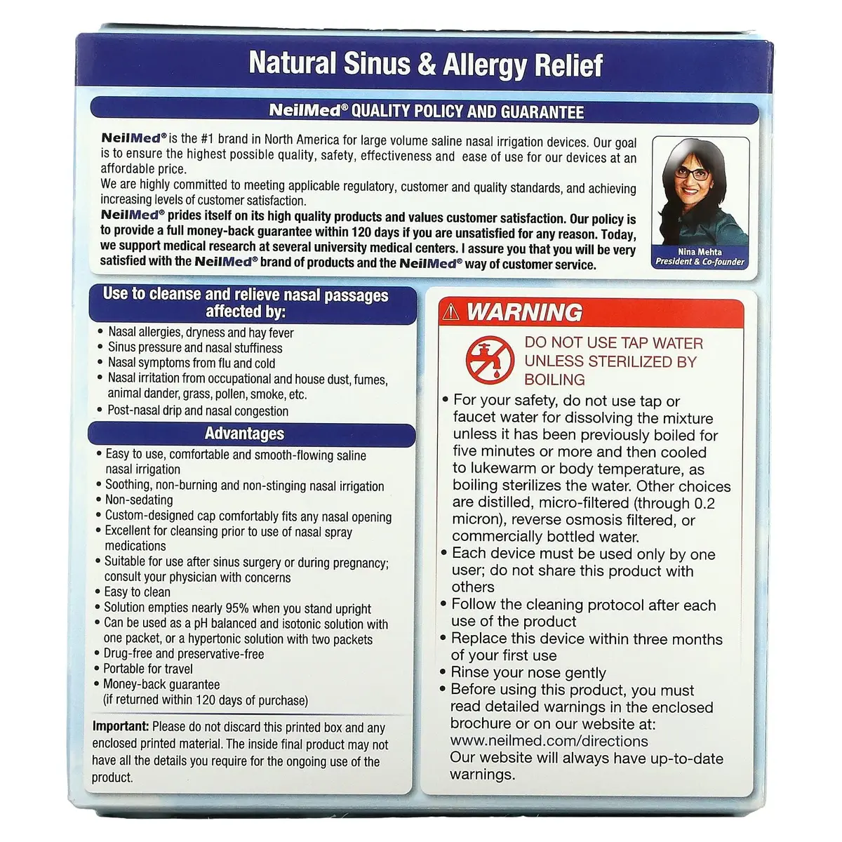 NeilMed Sinus Rinse Complete Sinus Nasal Rinse Kit 50 Count (Pack of 2) | Soothing pH Balanced Saline Solution - view 2