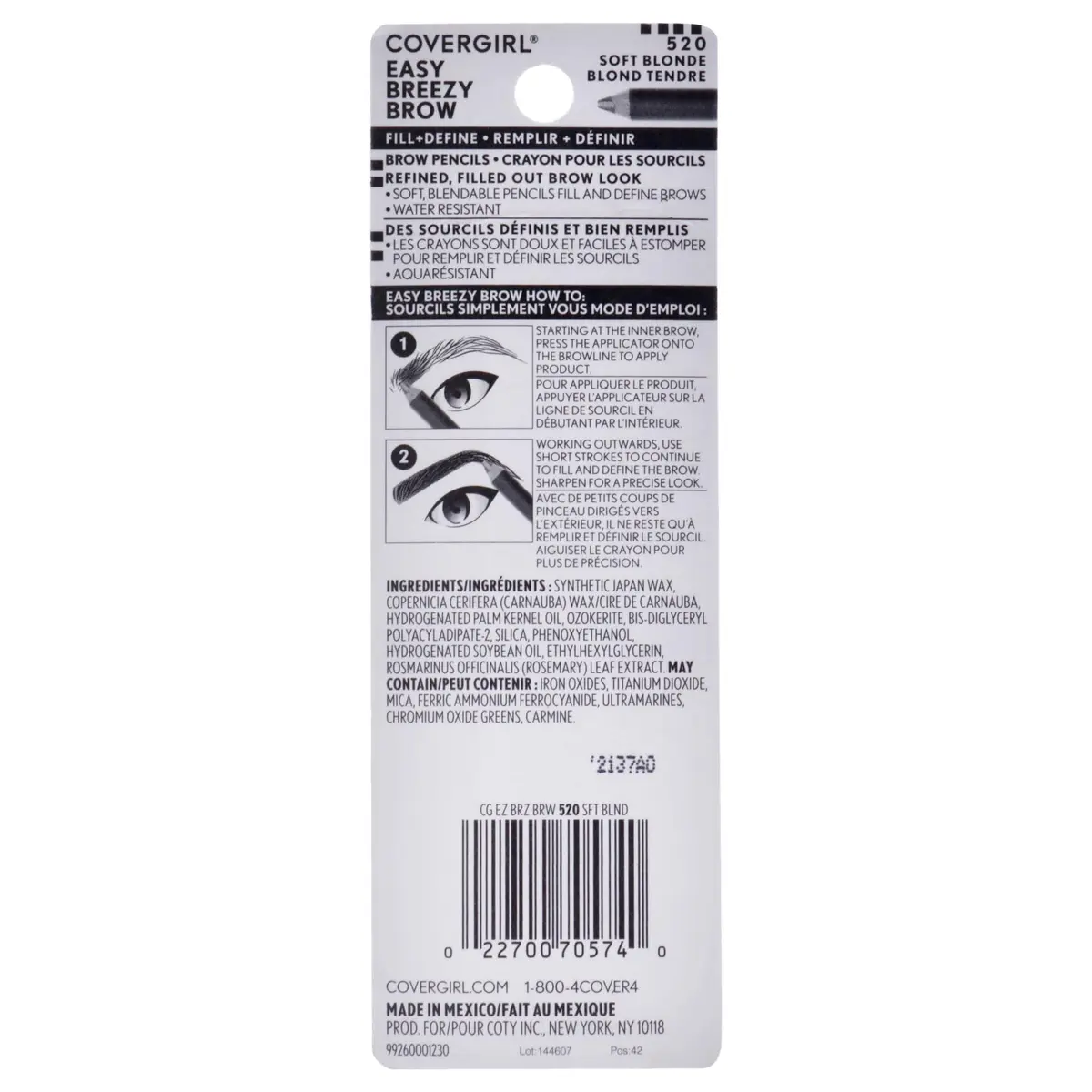 COVERGIRL Easy Breezy Brow Fill + Define Brow Pencil 1 Count (Pack of 2) Long-Lasting, Deep Pigmented, Blendable Formula - view 2