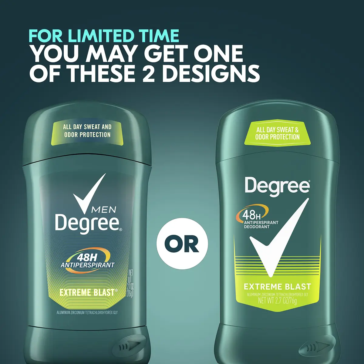 Degree Men Original Protection Antiperspirant Deodorant Extreme Blast 48-Hour Sweat and Odor Protection Stick 2.7 oz (Pack of 4) | 48-Hour Sweat & Odor Protection - view 2