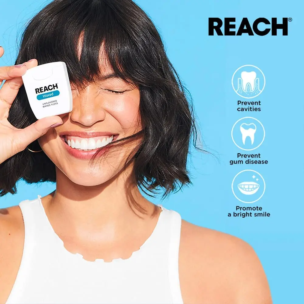 REACH Waxed Dental Floss, Unflavored, 660 ft (Pack of 4) | Shred Resistant Plaque Remover - view 6
