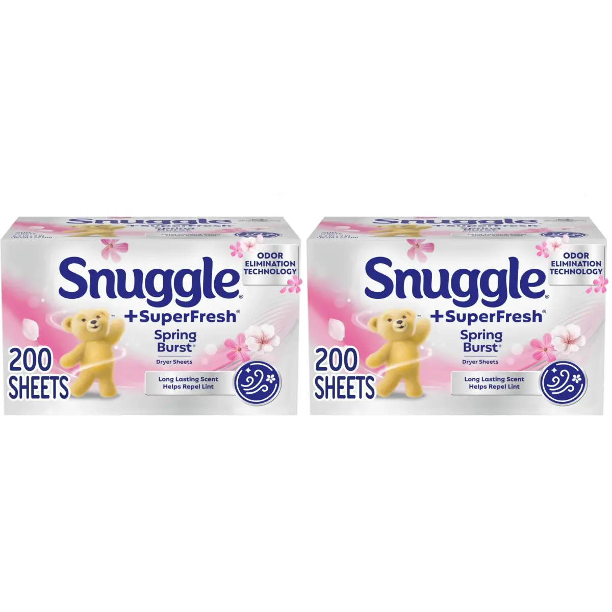 Snuggle Plus SuperFresh Dryer Sheets Spring Burst 200 Count (400 Sheets Total) | Odor Eliminating & Static Control - main product image