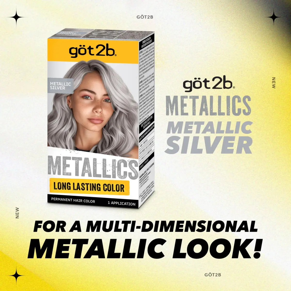 Got2B Metallics Permanent Hair Color M71 Metallic Silver Kit (2x50ml/1.69 Fl Oz) | Multi-Dimensional Metallic Shine - view 8
