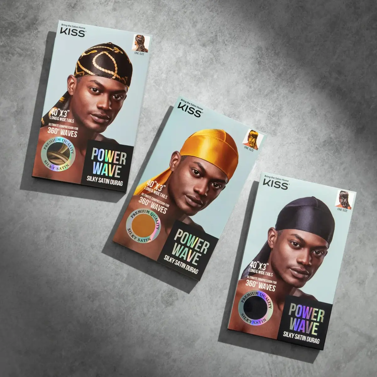 KISS COLORS & CARE Power Wave Silky Satin Durag - Black, Pack of 2 | Ultra-Compression for 360° Waves - view 5
