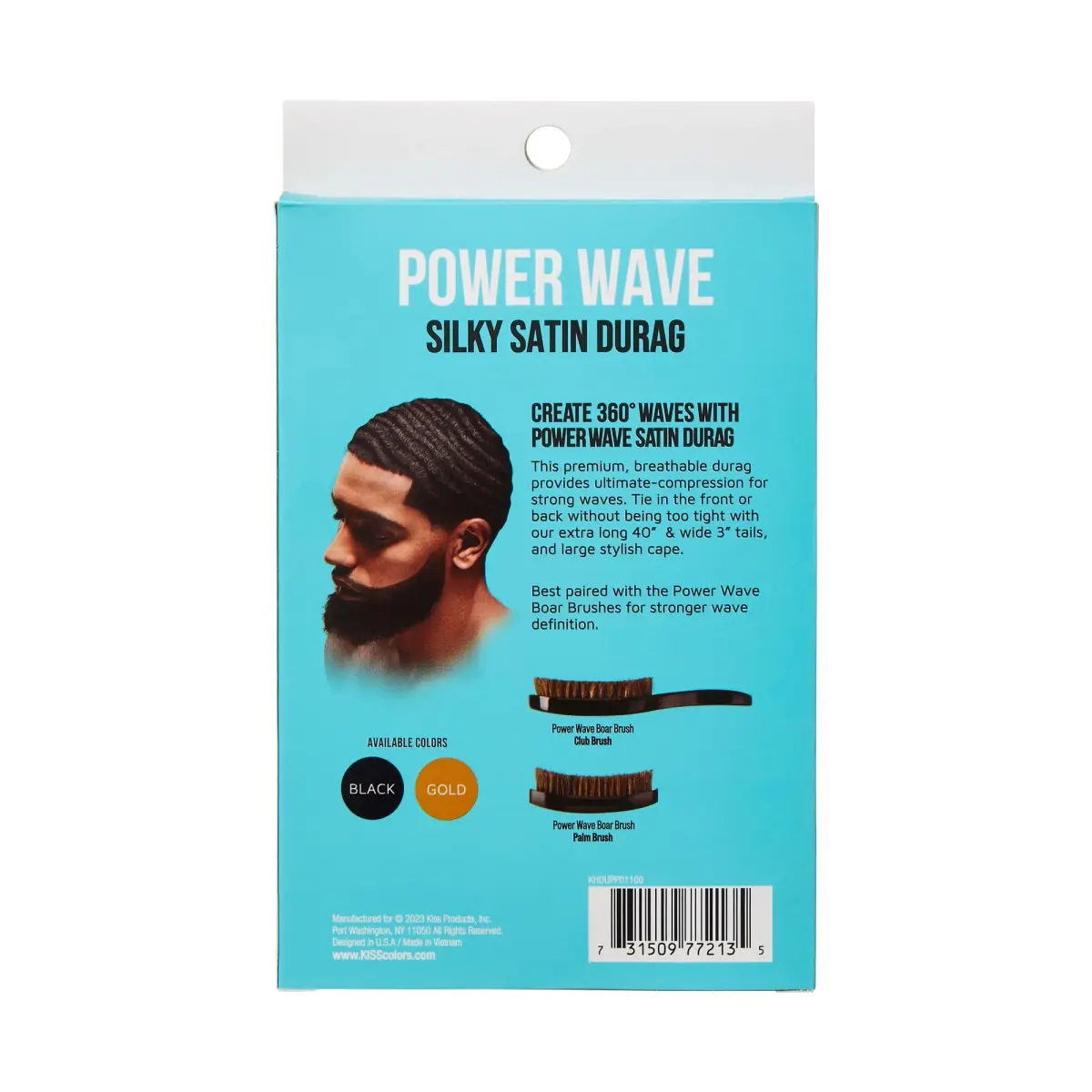 KISS COLORS & CARE Power Wave Silky Satin Durag - Black, Pack of 2 | Ultra-Compression for 360° Waves - view 9