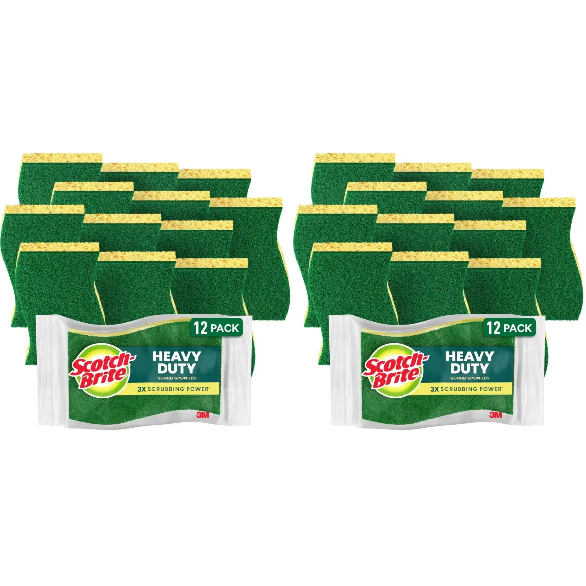 Scotch-Brite Heavy Duty Scrub Sponges, 24 Count | Tough on Grease, Recycled Content - main product image