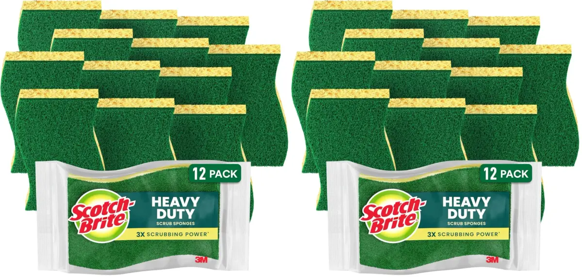 Scotch-Brite Heavy Duty Scrub Sponges, 24 Count | Tough on Grease, Recycled Content - main product image