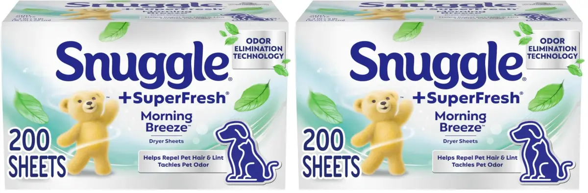 Snuggle Plus SuperFresh Fabric Softener Dryer Sheets Original Scent, 400 Count (200 Count x 2 Packs) - main product image