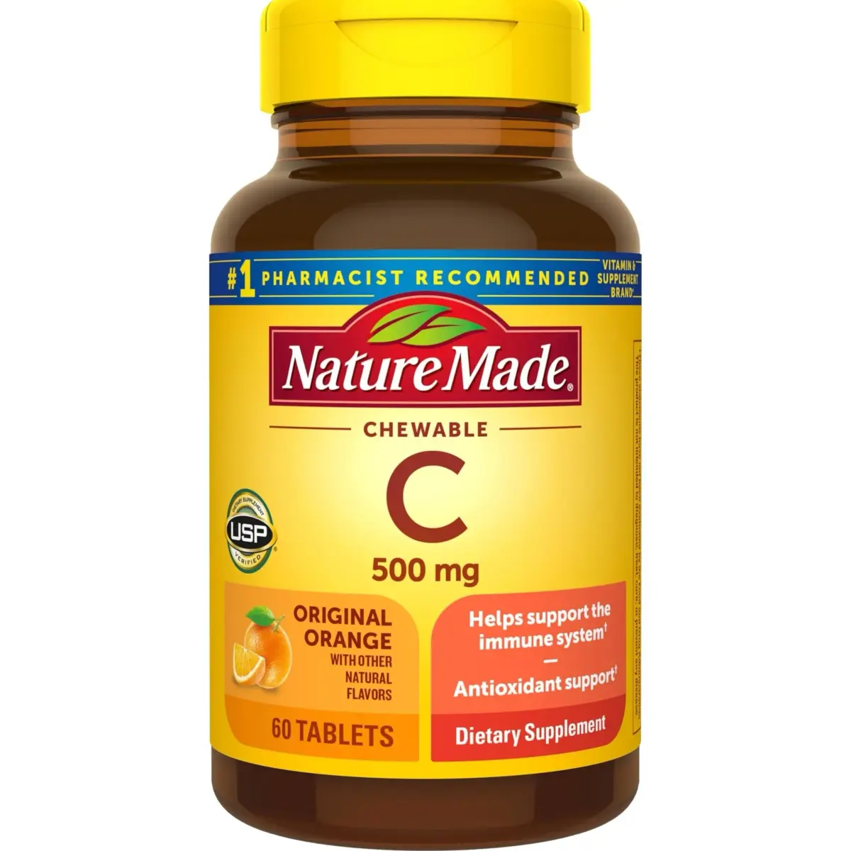 Nature Made Chewable Vitamin C 500 mg Tablets, 300 Count (150 Day Supply x 2) | USP Verified Immune Support - main product image