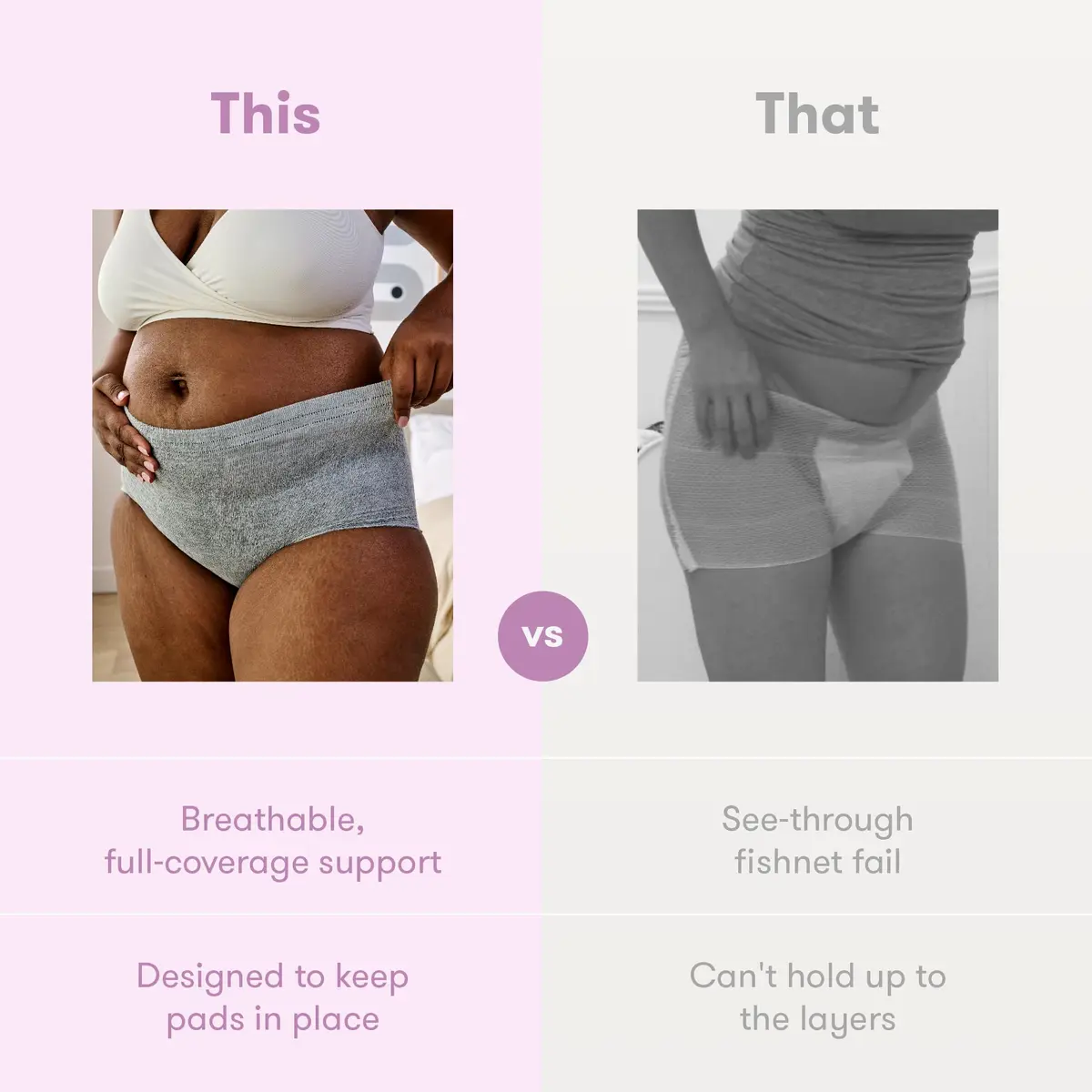 Frida Mom High Waist Postpartum Underwear Grey Regular 2-Pack | Seamless Recovery Support - view 6