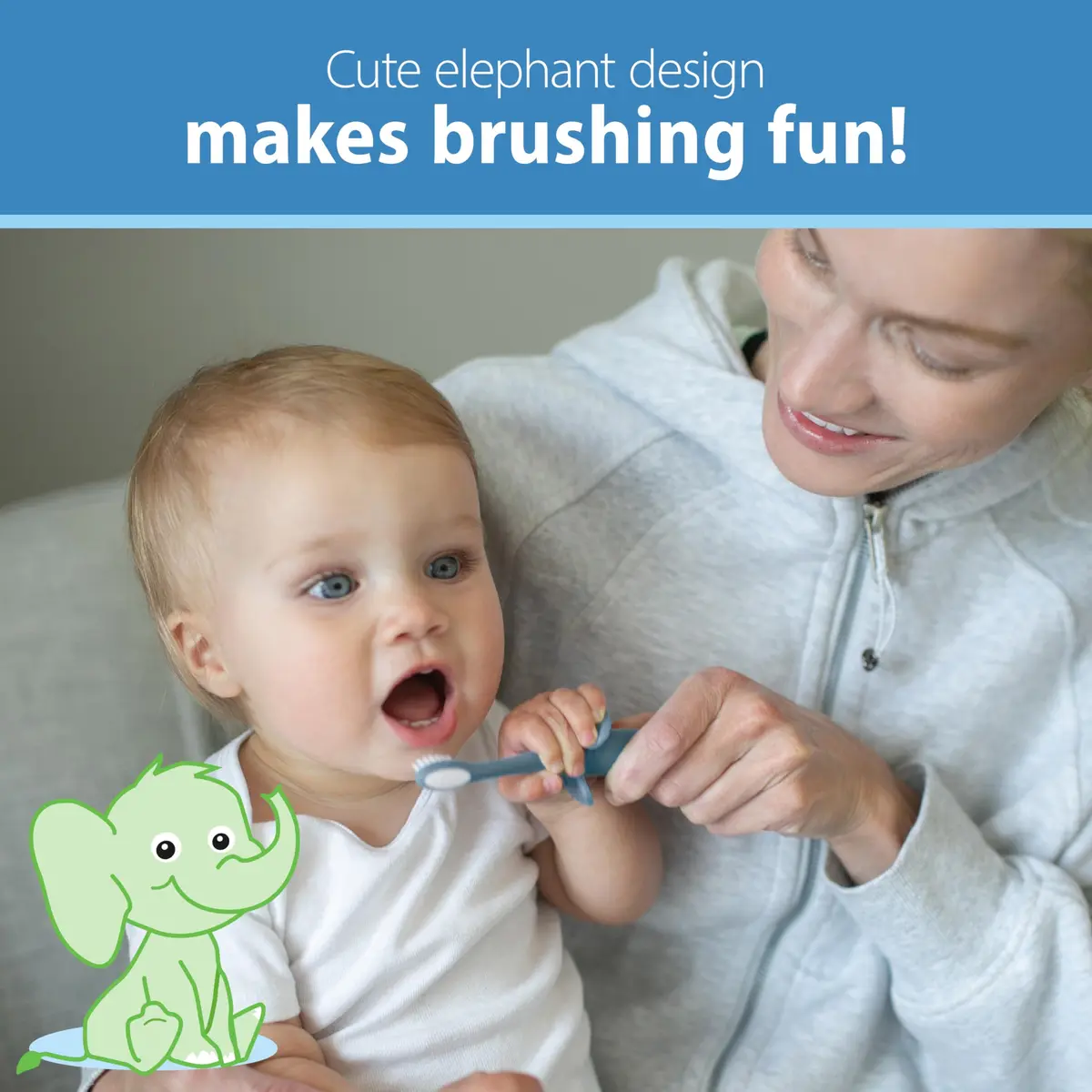 Dr. Brown's Infant-to-Toddler Toothbrush Soft Blue Elephant 2 Pack | BPA-Free Training Brush for Ages 0-3 Years - view 7