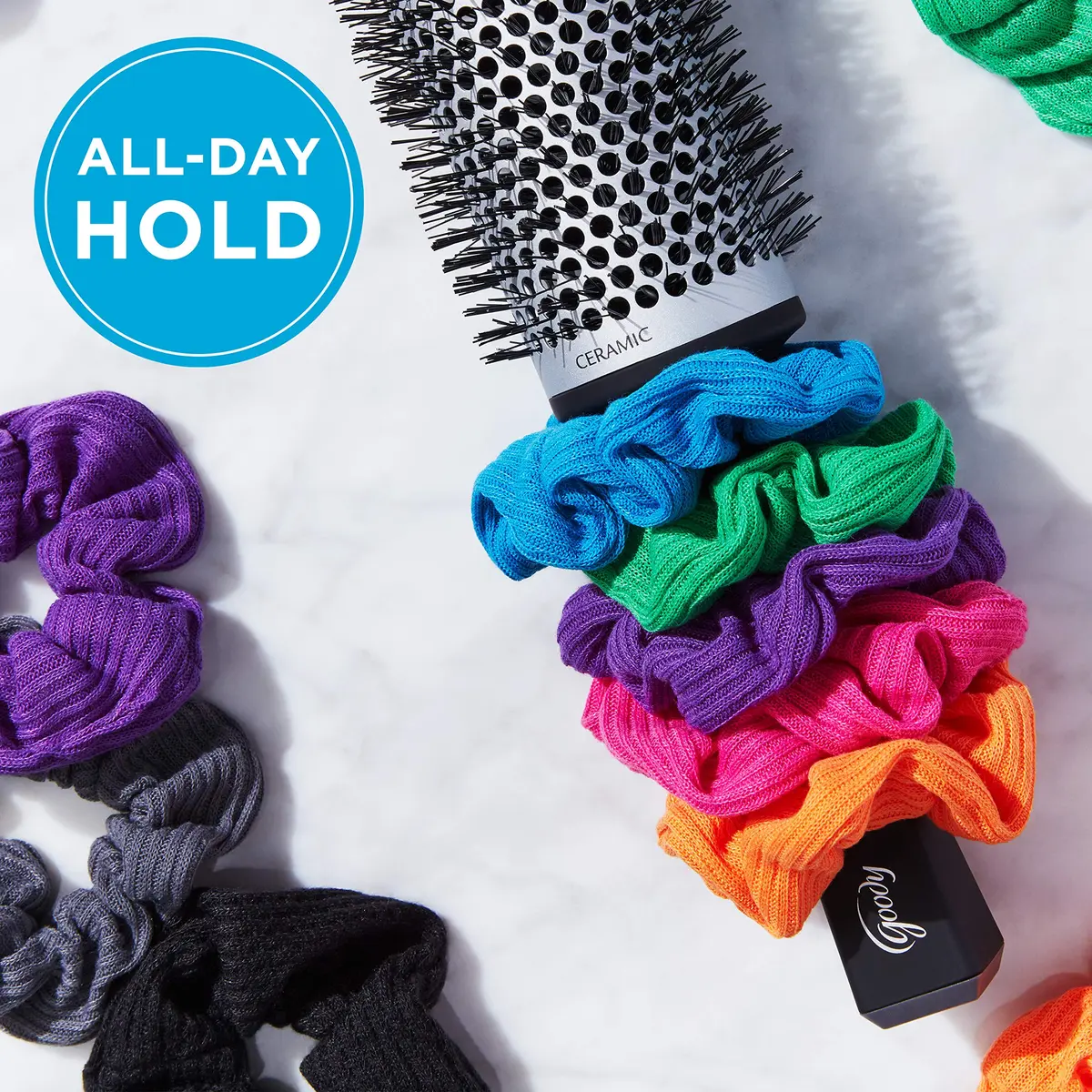 Goody Hair Scrunchie 8 Count Assorted Rainbow | Ouchless, All Hair Types, For Women & Men - view 2