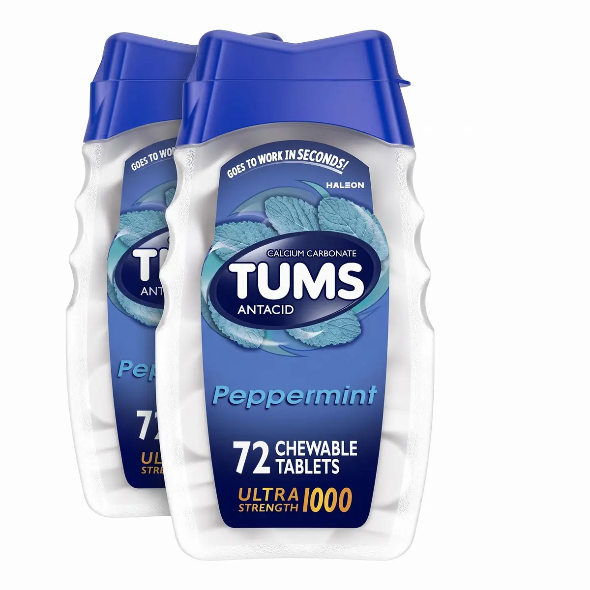 TUMS Ultra Strength Chewable Antacid Tablets for Heartburn Relief, Peppermint, 72 Count (Pack of 2) | Fast Heartburn Relief in Seconds - main product image