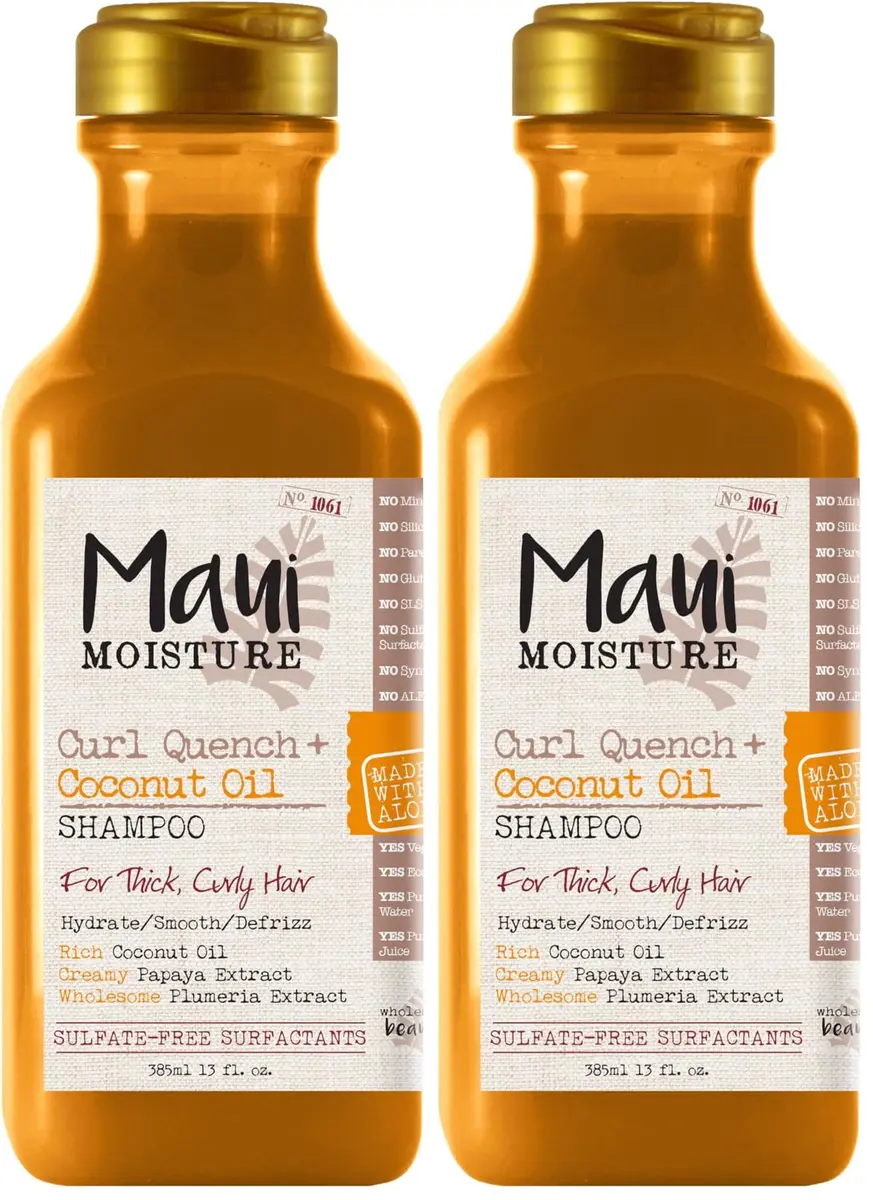 Maui Moisture Curl Quench + Coconut Oil Shampoo & Conditioner Set | Hydrates & Detangles Tight Curly Hair, Vegan, 2x13 fl oz (26 fl oz Total) - main product image