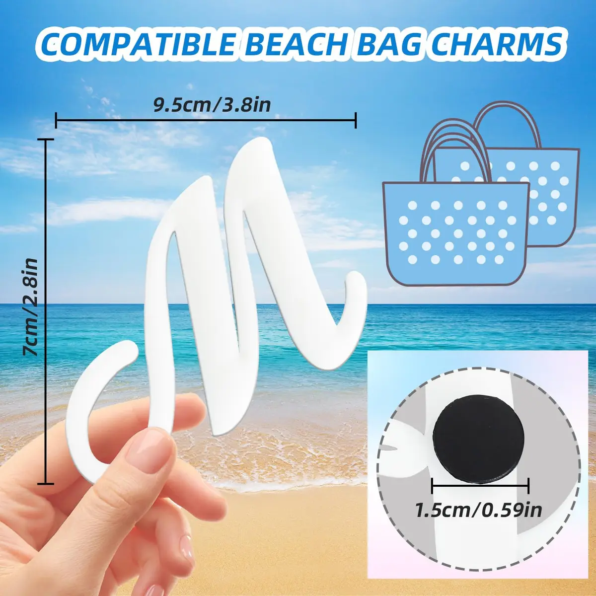 CTOHN Letter Charms for Bogg Bag, Alphabet Lettering Accessories (White, M) | Personalized Bag Decor - view 2