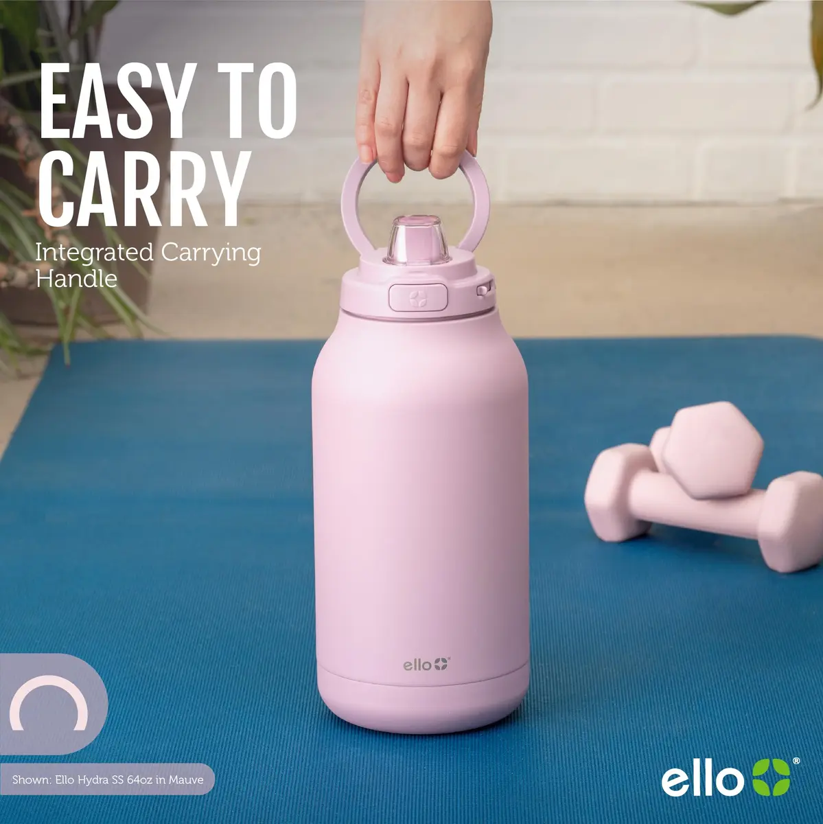 Ello Hydra 64oz Half Gallon Vacuum Insulated Stainless Steel Jug, Cream | Leak-Proof, 40+ Hour Cold Retention - view 5