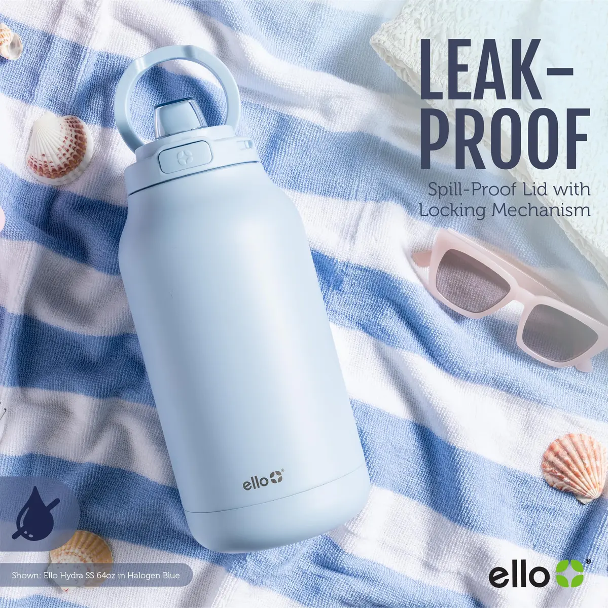 Ello Hydra 64oz Half Gallon Vacuum Insulated Stainless Steel Jug, Cream | Leak-Proof, 40+ Hour Cold Retention - view 6