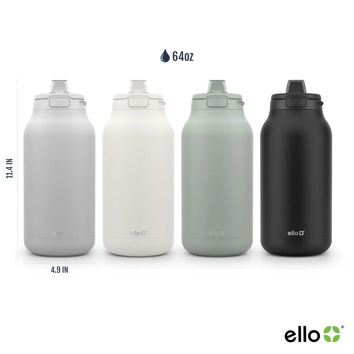 Ello Hydra 64oz Half Gallon Vacuum Insulated Stainless Steel Jug, Cream | Leak-Proof, 40+ Hour Cold Retention - view 4