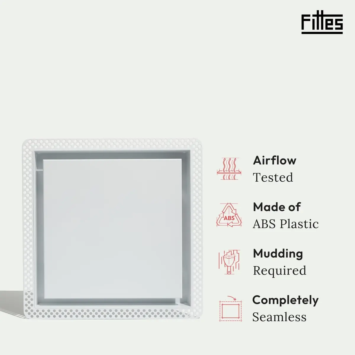 Fittes White Building Material | ABS Plastic Exhaust Fan Cover, 14.25x14.25" | Seamless Wall/Ceiling Fit - view 2