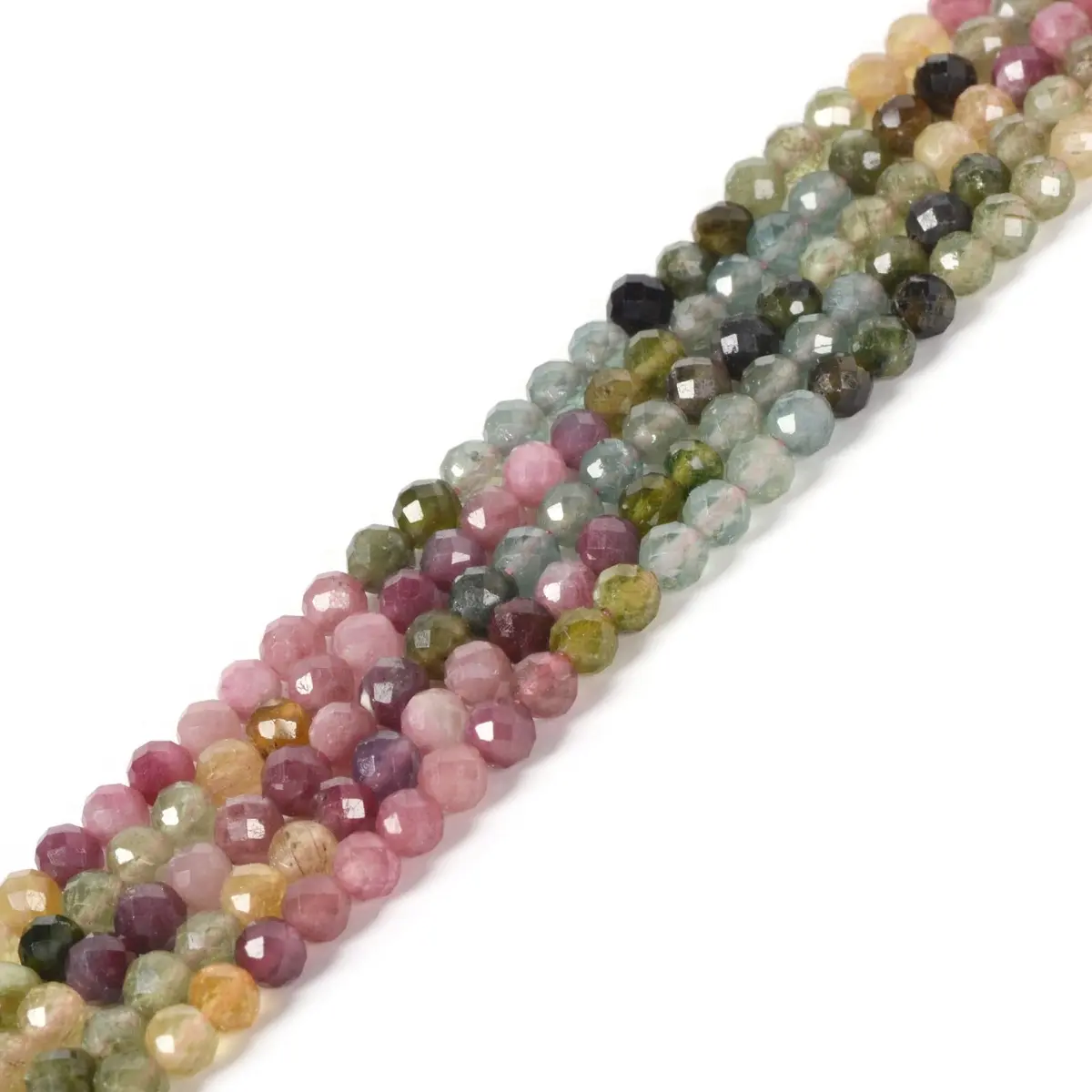 Justinstones 3mm Assorted Multicolor Tourmaline Faceted Gemstone Round Loose Beads Strand 15.5-16" | DIY Jewelry Making - main product image