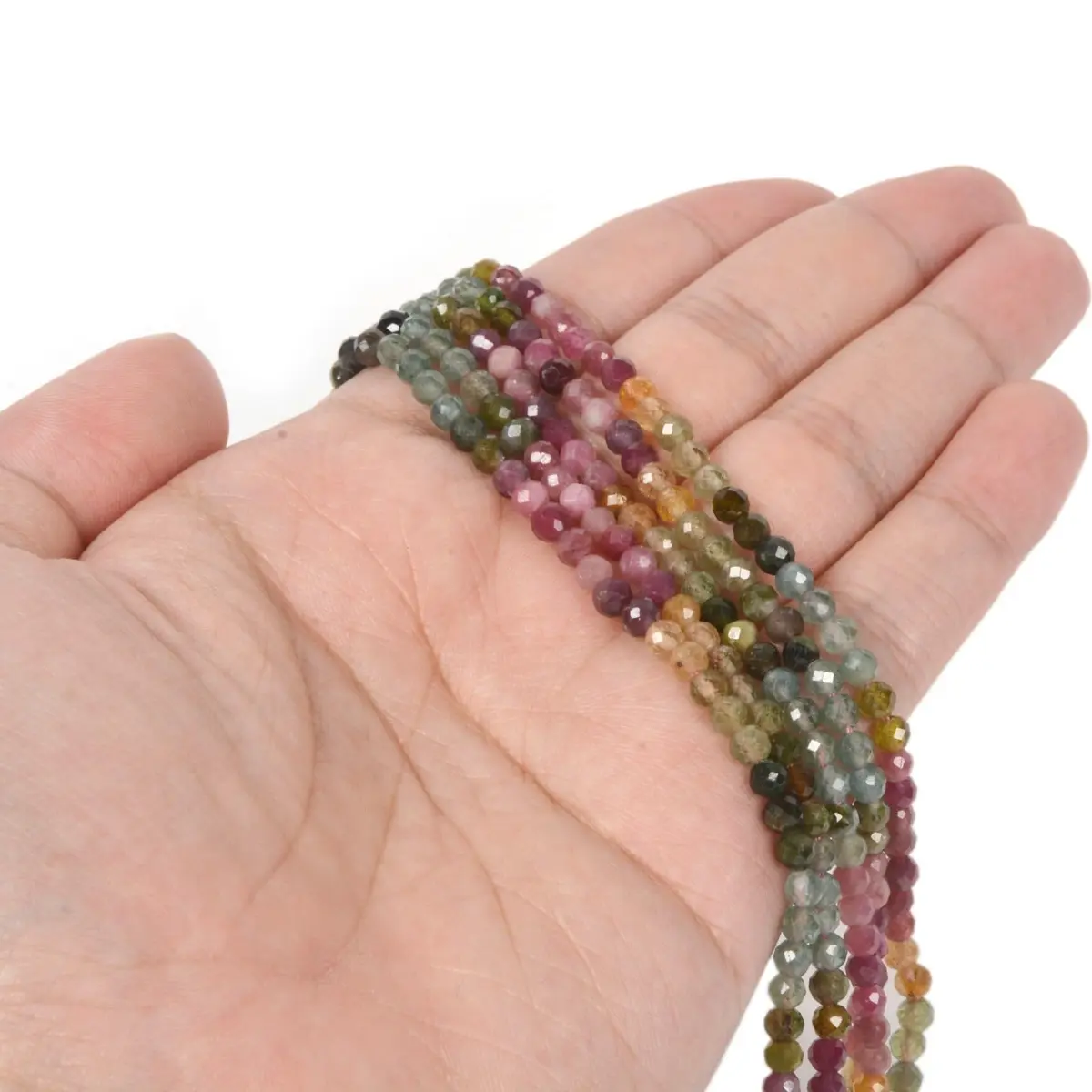 Justinstones 3mm Assorted Multicolor Tourmaline Faceted Gemstone Round Loose Beads Strand 15.5-16" | DIY Jewelry Making - view 2