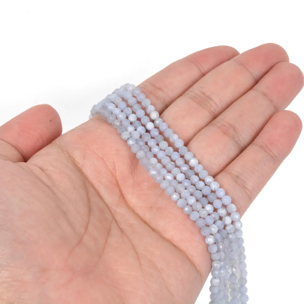 Justinstones 3mm Blue Chalcedony Faceted Gemstone Beads Strand 15.5-16" | Natural Chakra Healing Jewelry - view 2