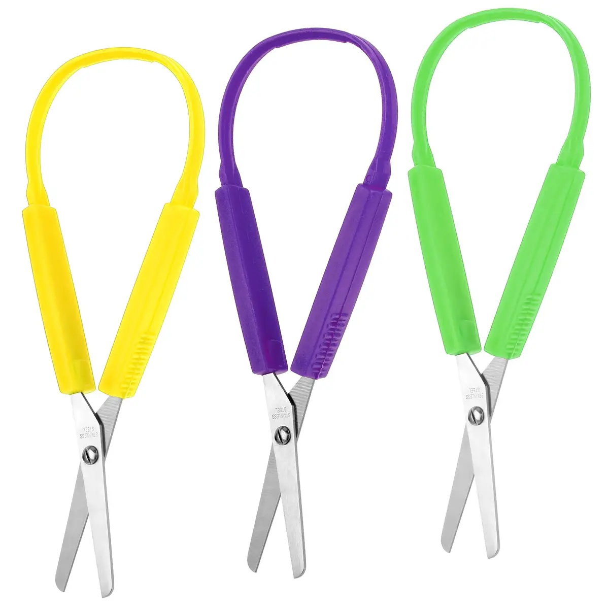 Yolev Loop Scissors 3Pcs | Safe, Ambidextrous Kids Craft Scissors 14cm - main product image