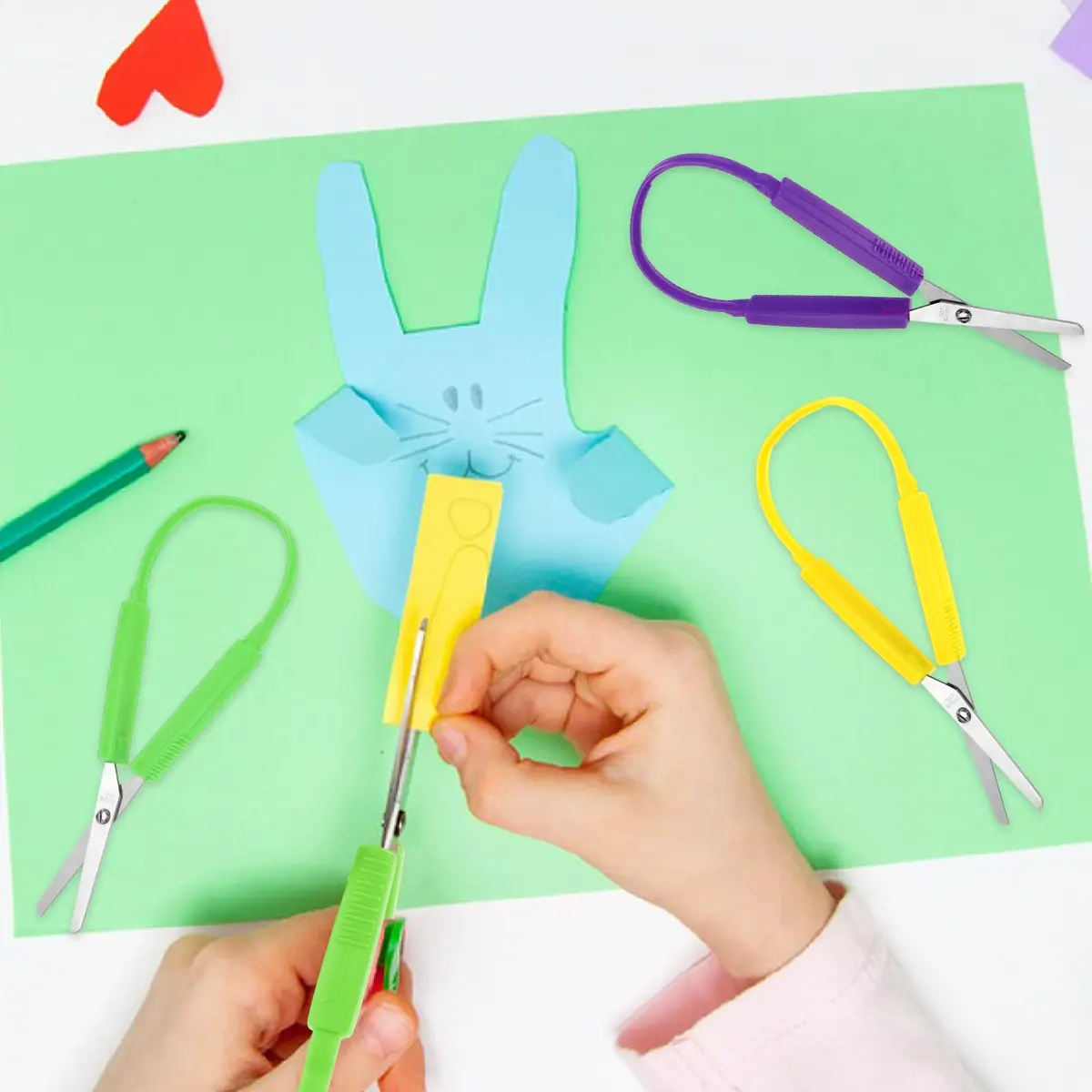 Yolev Loop Scissors 3Pcs | Safe, Ambidextrous Kids Craft Scissors 14cm - view 6