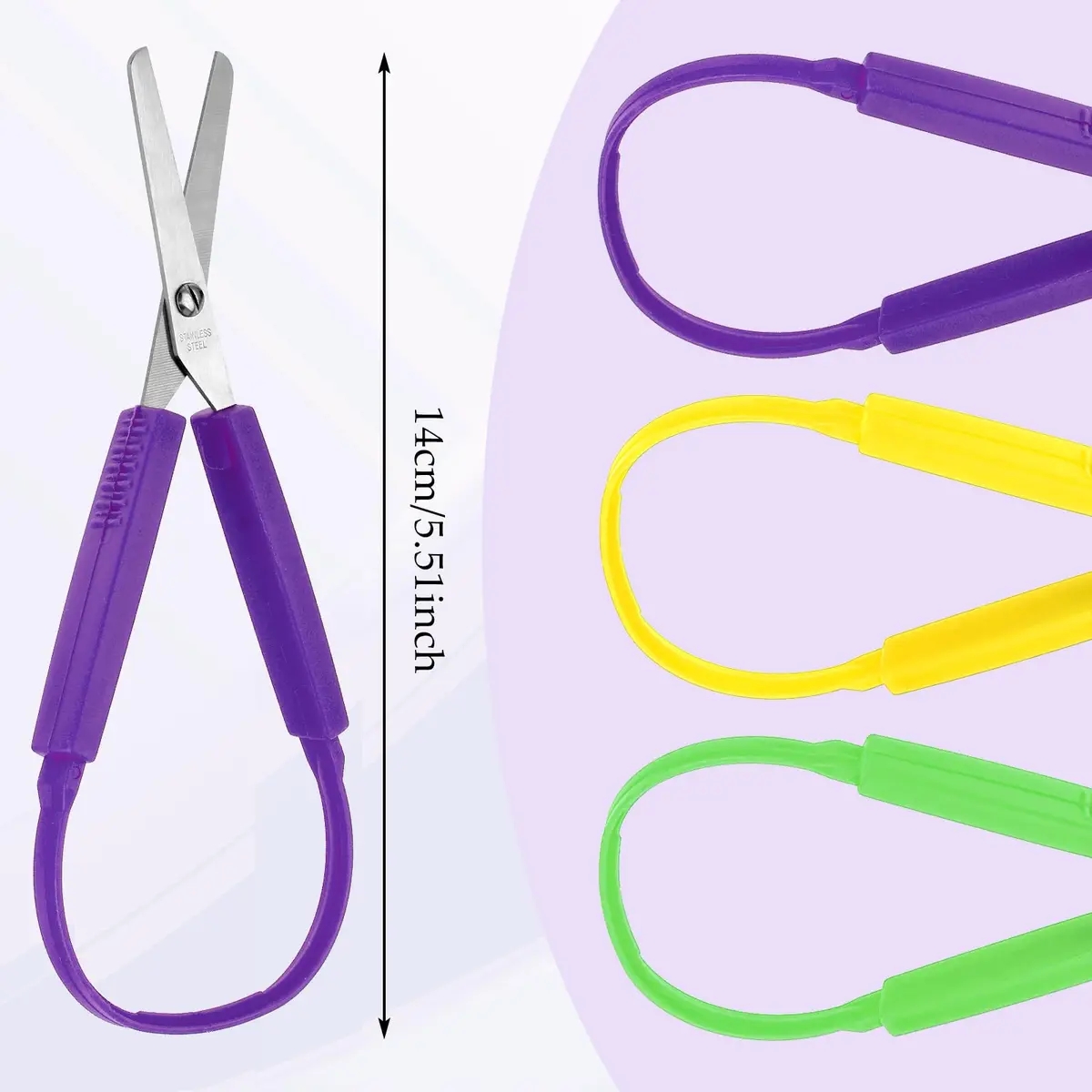 Yolev Loop Scissors 3Pcs | Safe, Ambidextrous Kids Craft Scissors 14cm - view 2