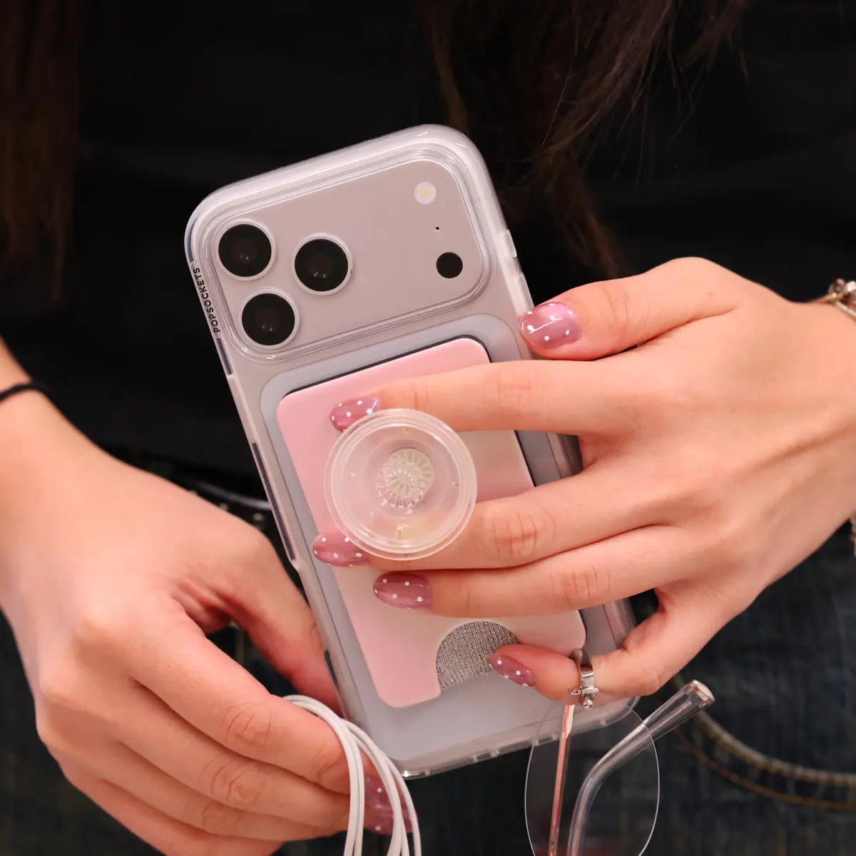 PopSockets Phone Wallet for MagSafe with Grip- Mermaid Pink | Slim Magnetic Wallet with Card Holder - view 6