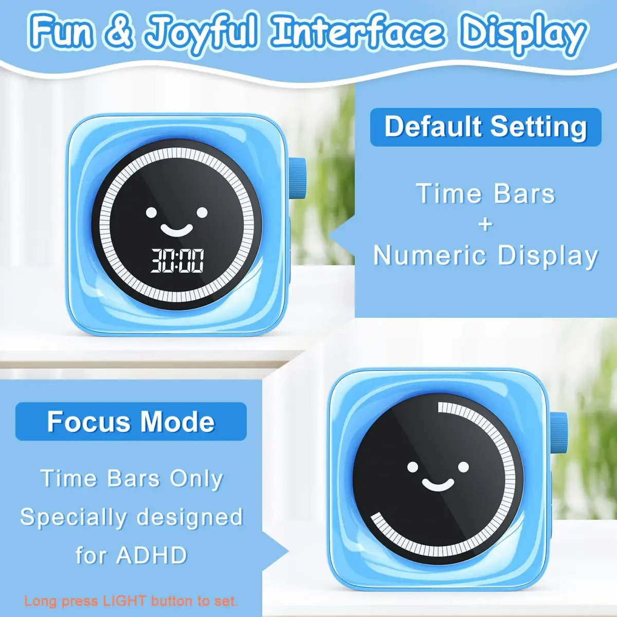 HAUKINIX Visual Countdown Timer for Kids, 2 Pack Blue, 99 Min Max | Fun Time Management Tool for Study & Play - view 4
