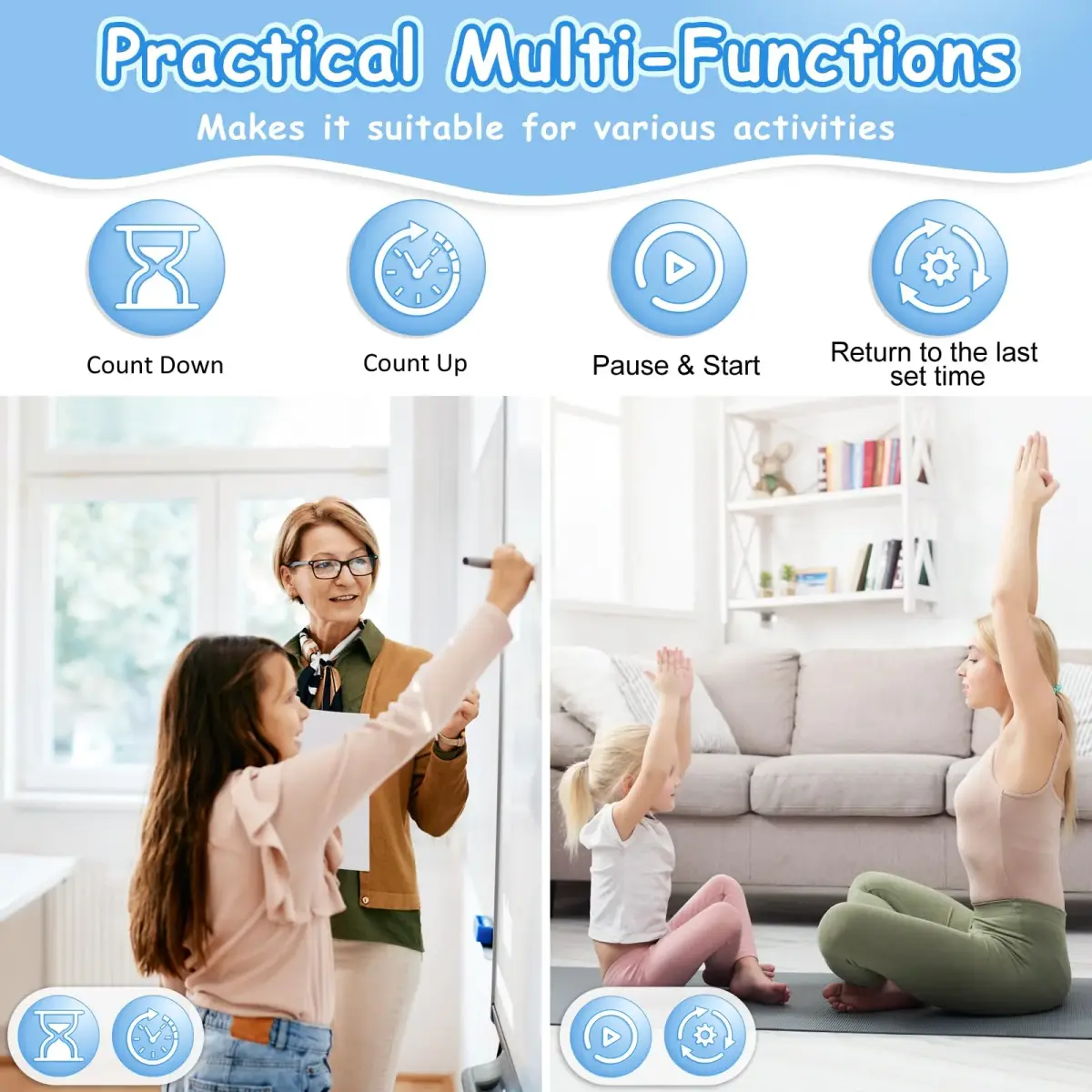 HAUKINIX Visual Countdown Timer for Kids, 2 Pack Blue, 99 Min Max | Fun Time Management Tool for Study & Play - view 6