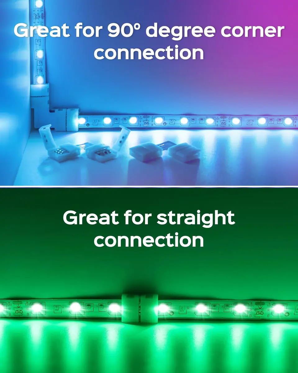 JACKYLED 30 Pcs 3-Pin LED Connectors 10mm L Shape | Unwired Solderless Gapless Adapter for WS2811, SK6812, 72W - view 2