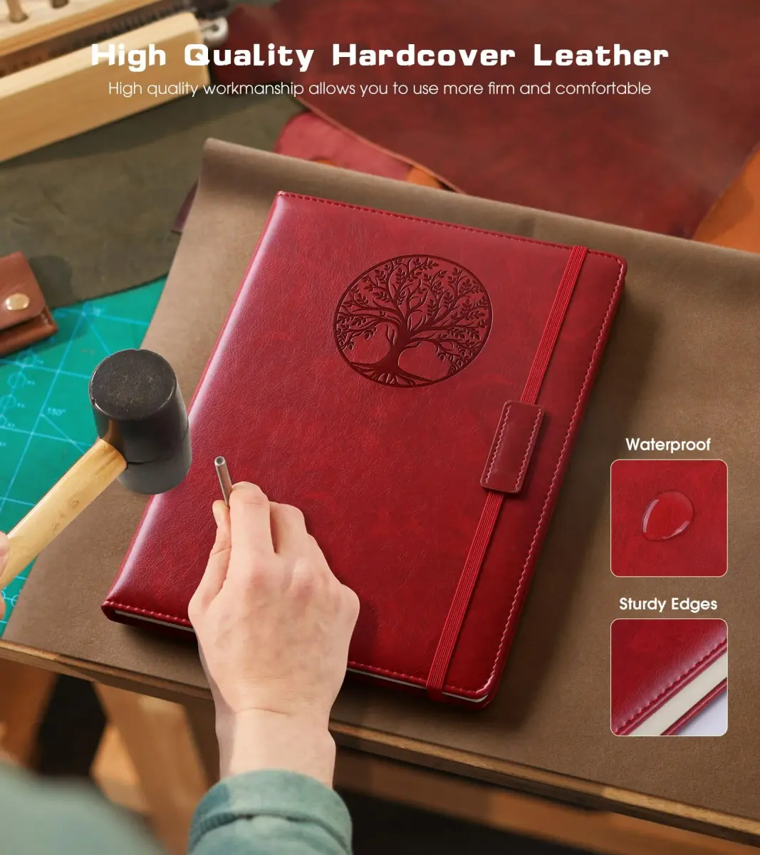 Biuwory Lined Journal Notebook B5 7.8"x10.2" | Vintage Leather-Look Cover, 256 Pages - view 2