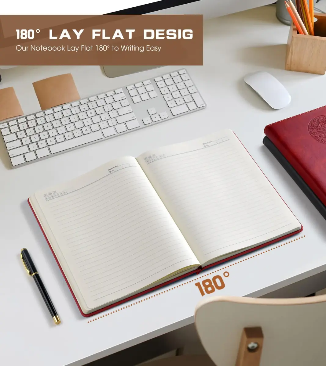 Biuwory Lined Journal Notebook B5 7.8"x10.2" | Vintage Leather-Look Cover, 256 Pages - view 5